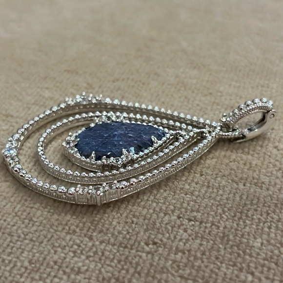 Judith Ripka Sterling Silver Opaque Blue Saphire & White Saphire Enhancer - Picture 4 of 10